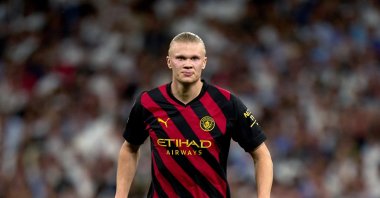 Manchester City&#039;s Erling Haaland looks on during the UEFA Champions League semifinal first-leg match between Real Madrid and Manchester City FC at Estadio Santiago Bernabeu, Madrid, Spain, May 9, 2023. (Getty Images Photo)