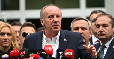 Muharrem Ince announces his decision to withdraw from the presidential race, in the capital Ankara, Türkiye, May 11, 2023. (AA Photo)