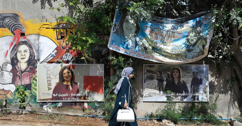 A woman walks past the spot where Al-Jazeera journalist Shireen Abu Akleh was killed, Jenin, occupied West Bank, Palestine, May 11, 2023. (AFP Photo)