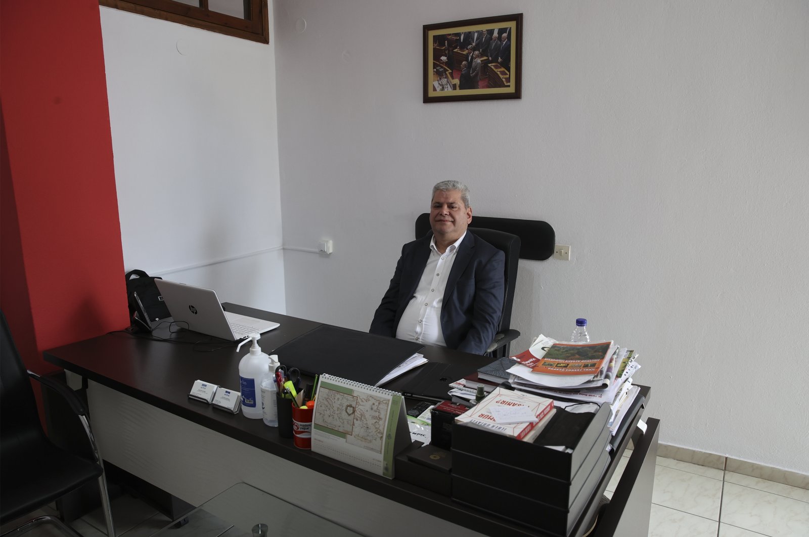 SYRIZA lawmaker Hüseyin Zeybek speaks to Anadolu Agency reporter in an interview, May 11, 2023. (AA Photo)