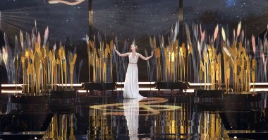 Tvorchi of Ukraine performs during the second semifinal at the Eurovision Song Contest in Liverpool, England, May 11, 2023. (AP Photo)