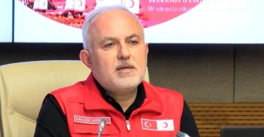 Turkish Red Crescent Chairperson Kerem Kınık speaks at a news conference in the capital Ankara, Türkiye, March 27, 2023. (DHA Photo)