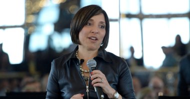 Advertising executive at NBCUniversal Linda Yaccarino speaks onstage at the Leadership Breakfast at Rainbow Room  Creating Quality Original Content panel presented by NBCUniversal during Advertising Week 2015 AWXII, Sept. 30, 2015, New York City, U.S. (AFP File Photo)