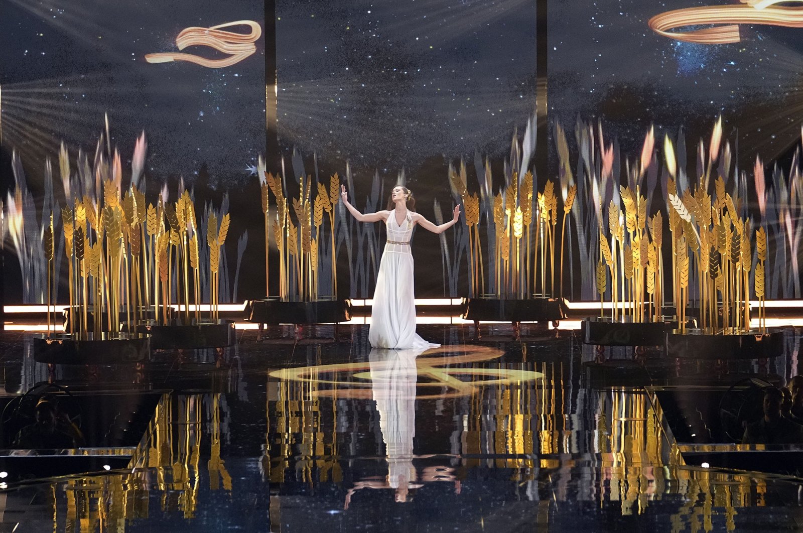 Tvorchi of Ukraine performs during the second semifinal at the Eurovision Song Contest in Liverpool, England, May 11, 2023. (AP Photo)