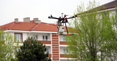 A general view of the &quot;Seedrone&quot; device, developed by students at Bolu Abant Izzet Baysal University (BAIBÜ), Bolu, northern Türkiye, May 13, 2023. (DHA Photo)