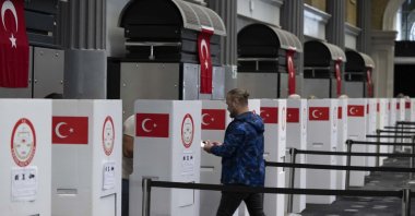 A man heads to ballot box at a polling station, in London, Britain, May 1, 2023. (AA Photo)