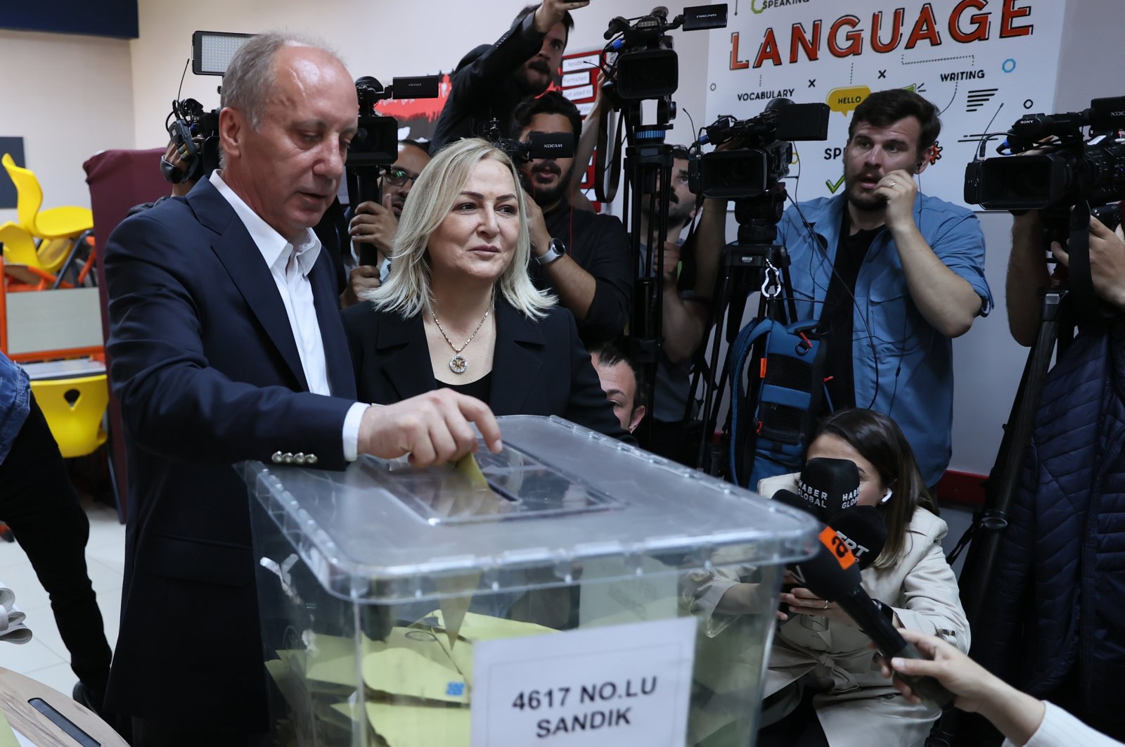 Homeland Party Chair Muharrem Ince casts his vote in Ankara, Türkiye, May 14, 2023. (AA Photo)