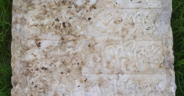 The 200-year-old Ottoman inscription that was listed for sale on a secondhand sales website has been taken under protection by the Ministry of Culture and Tourism, Kahramanmaraş, Türkiye, May 10, 2023. (AA Photo)