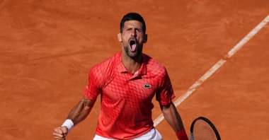 Serbia's Novak Djokovic reacts during his round of 32 match against Bulgaria's Grigor Dimitrov, Rome, Italy, May 14, 2023. (Reuters Photo)
