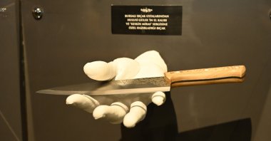 One of the traditional knives displayed in the exhibition, Bursa, Türkiye, May 11, 2023. (Photo courtesy of Bursa Municipality)