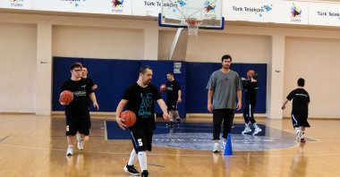 Türkiye&#039;s national basketball team players with Down syndrome training for the European Championships, Ankara, Türkiye, May 11, 2023. (AA Photo)
