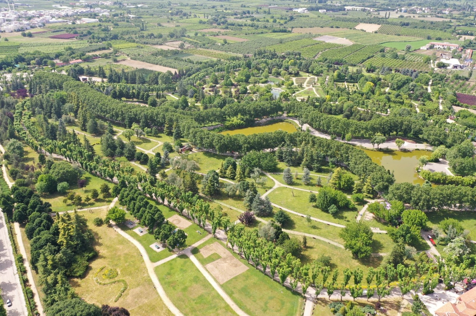 An aerial view of the Bursa Botanic Park, Bursa, Türkiye, May 15, 2023. (IHA Photo)