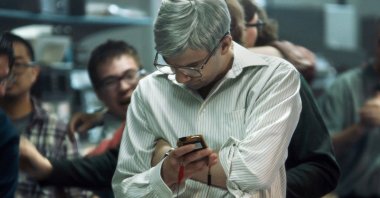 Jay Baruchel, in a scene from the film &quot;BlackBerry.&quot; (dpa Photo)