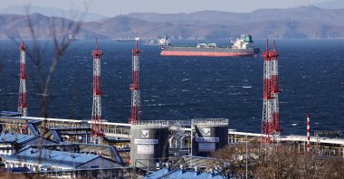 Fuga Bluemarine crude oil tanker lies at anchor near the terminal Kozmino in Nakhodka Bay near the port city of Nakhodka, Russia, Dec. 4, 2022. (Reuters Photo)