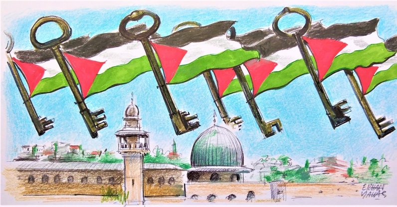 The intensity of Palestinians' reflection on those 75 years, where the Nakba remains an ongoing ordeal, amplifies the gravity of their continuous suffering – a distressing cycle of persecution and suppression perpetrated by Israel. (Illustration by Erhan Yalvaç)