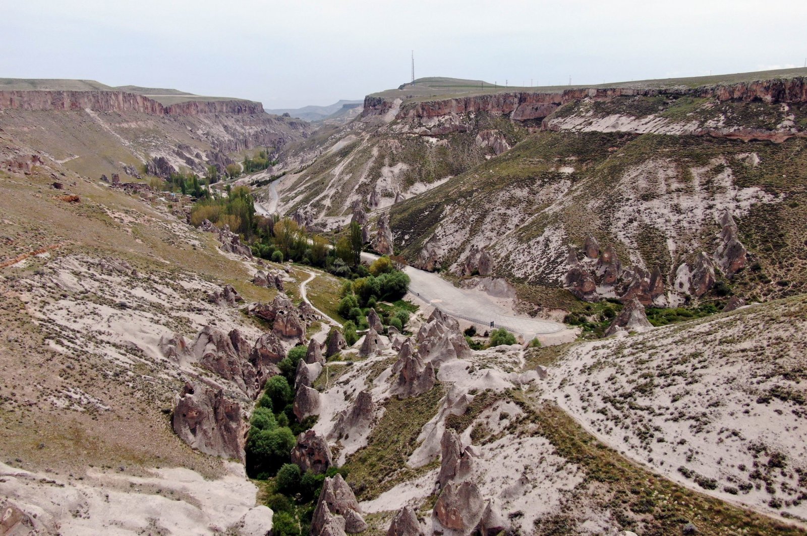 An aerial view of Soğanlı Valley known as the gateway to Cappadocia, Kayesri, central Türkiye, May 15, 2023. (IHA Photo)
