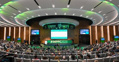The participants of the Second International Molecular Plant Protection Congress (IMPPC2023) are photographed in the conference hall, Bursa, Türkiye, May 16, 2023. (DHA Photo)