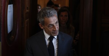 Former French President Nicolas Sarkozy exits the courthouse after an appeal court upheld his corruption conviction, Paris, France, May 17, 2023. (EPA Photo)