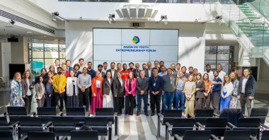 Participants pose on the sidelines of the forum, Kazan, Tatarstan, May 18, 2023. (Photo Courtesy ICYF)