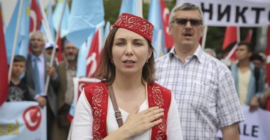 Crimean Tatars gather on the 72nd anniversary of the 1944 exile in an event held in front of Atatürk Culture Center, Ankara, Türkiye, May 18, 2016. (AA Photo)