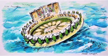 The Arab League, which consistently stifles reforms, remains a perfect card in the hands of regional and global powers playing their own big games. (Illustration by Erhan Yalvaç)