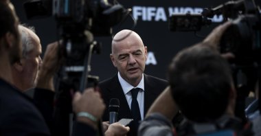 FIFA President Gianni Infantino (C) attends the 2026 FIFA World Cup Official Brand Launch at the Griffith Park Observatory in Los Angeles, US., May 17, 2023. (EPA Photo)