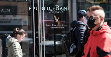 A person walks past a First Republic bank branch in Manhattan, New York City, New York, U.S. April 24, 2023. (AFP Photo)