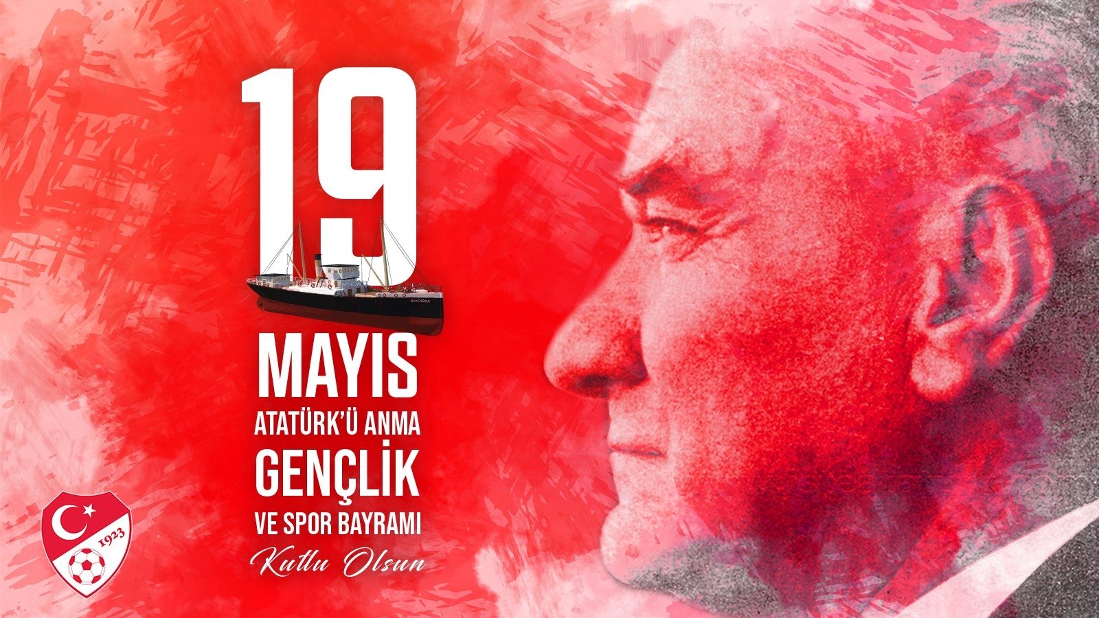 The Turkish Football Federation&#039;s banner for the Commemoration of Atatürk, Youth and Sports Day, May 19, 2023. (IHA Photo)