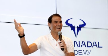 Spanish tennis player Rafael Nadal gestures as he talks during a press conference to announce he will not compete in the French Open, at the Rafa Nadal Academy, Manacor, Spain, May 18, 2023. (AFP Photo)