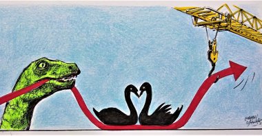 In 2020-2023, when the two "black swans," namely the COVID-19 pandemic and the blows from the ongoing Russia-Ukraine war, were added, the hyper-globalization era was also left in shambles. (Illustration by Erhan Yalvaç)