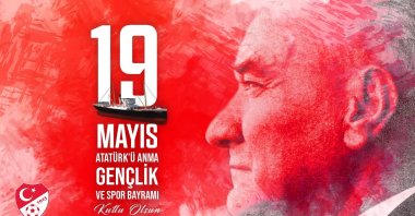 The Turkish Football Federation&#039;s banner for the Commemoration of Atatürk, Youth and Sports Day, May 19, 2023. (IHA Photo)