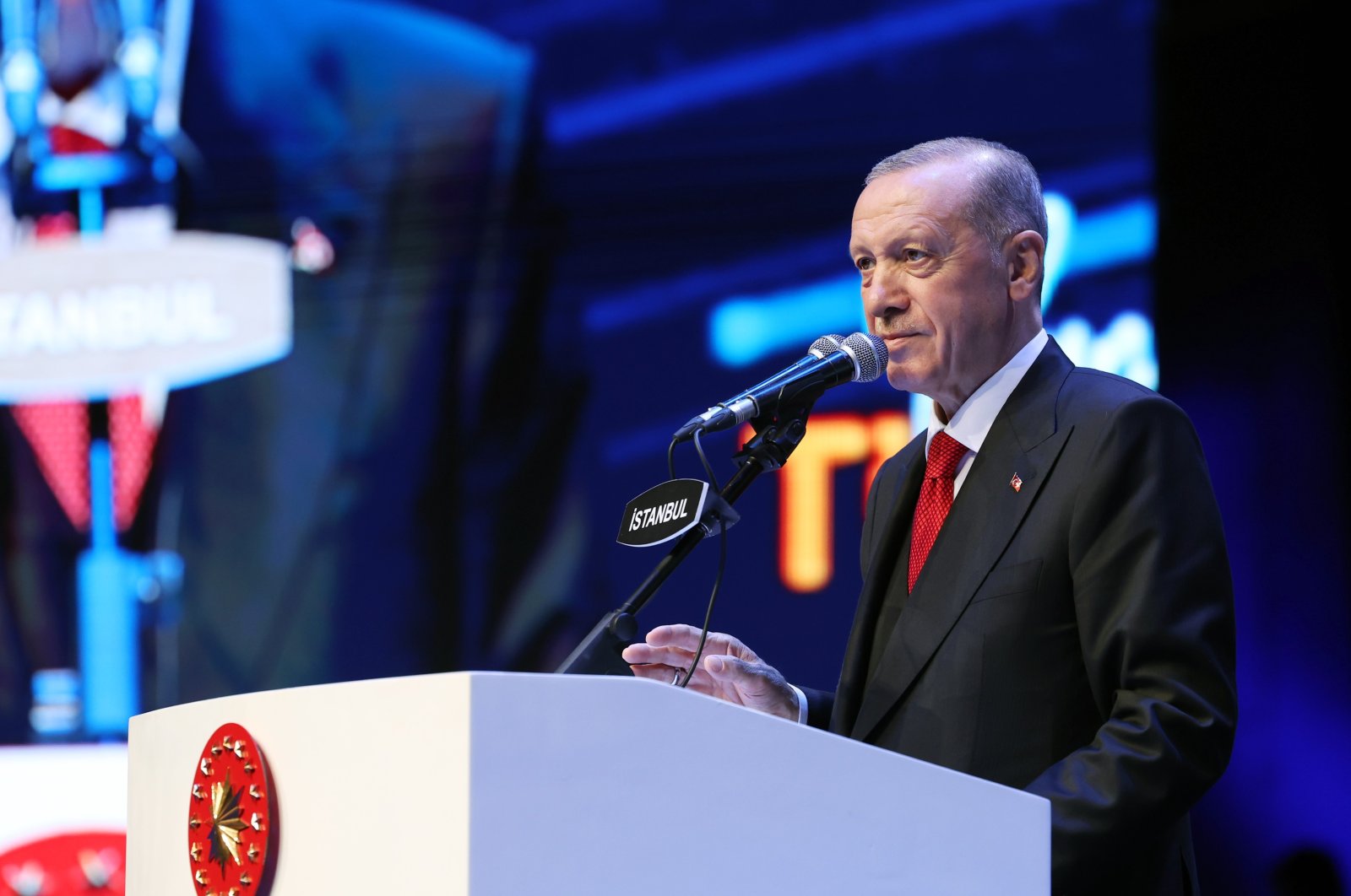 President Recep Tayyip Erdoğan addresses an event in Istanbul, Türkiye, May 18, 2023. (İHA Photo)