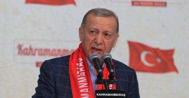 President Recep Tayyip Erdoğan speaks at a rally in the earthquake-stricken Kahramanmaraş province, Türkiye, May 20, 2023. (DHA Photo)