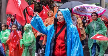 People march and wave Turkish flags during the 40th Turkish Day Parade, New York, U.S., May 20, 2023. (AA Photo)