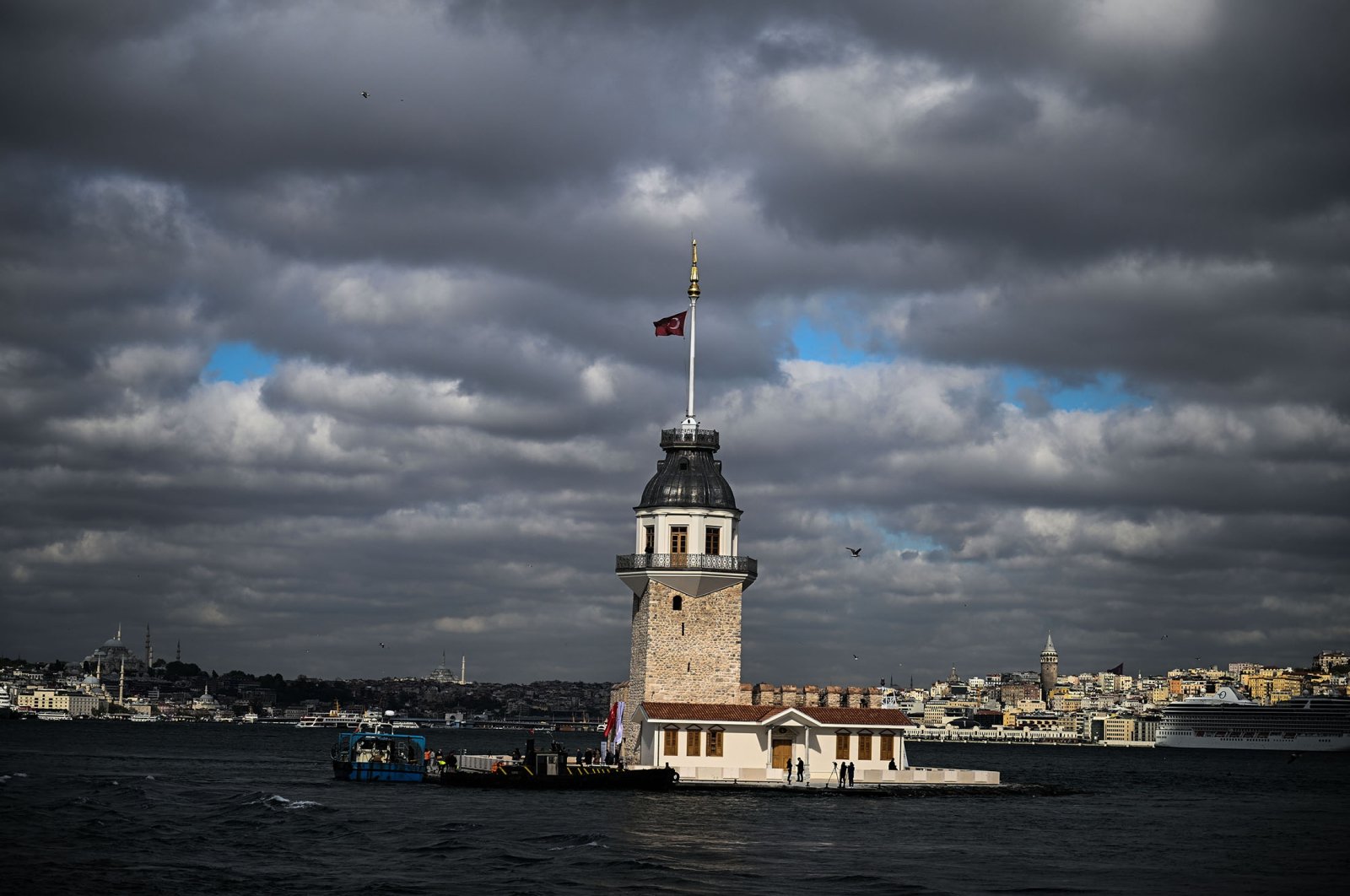 The restored Maiden&#039;s Tower in Üsküdar, Istanbul, Türkiye, May 11, 2023. (AA Photo)