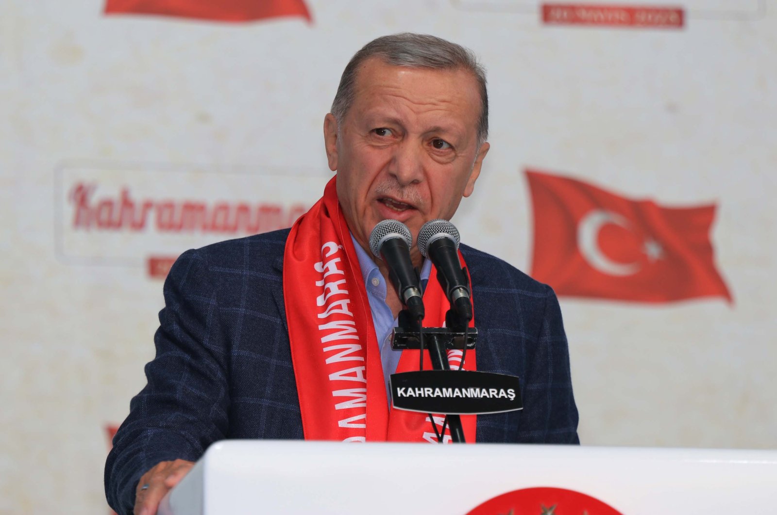 President Recep Tayyip Erdoğan speaks at a rally in the earthquake-stricken Kahramanmaraş province, Türkiye, May 20, 2023. (DHA Photo)