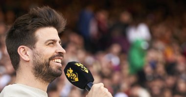 Gerard Pique, president of Kings League reacts during the Final Four of the Kings League Tournament 2023 at Spotify Camp Nou, Barcelona, Spain, March 26, 2023. (Getty Images Photo)