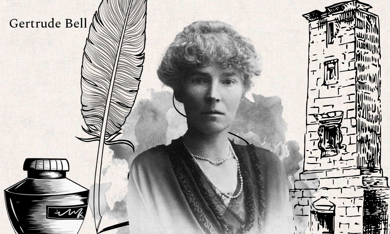 The illustration shows Gertrude Bell. (Getty Images Photo / Edited by Betül Tilmaç)