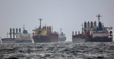 Vessels are seen as they wait for inspection under United Nation's Black Sea Grain Initiative in the southern anchorage of the Bosporus in Istanbul, Türkiye, Dec. 11, 2022. (Reuters Photo)