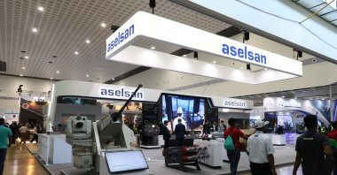 Turkish defense firm Aselsan's booth is seen at the LIMA 2023 fair in Langkawi, Malaysia, May 23, 2023. (AA Photo)