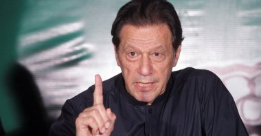 Pakistan&#039;s ex-PM Imran Khan speaks to the members of the media in Lahore, Pakistan, May 18, 2023. (Reuters Photo)