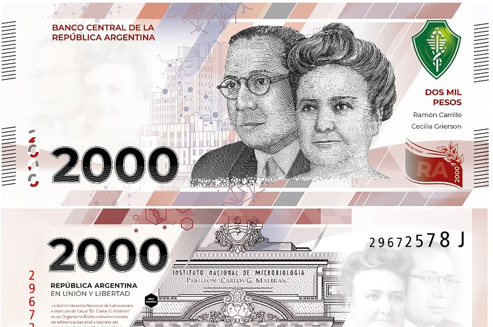 The Central Bank of Argentina released a handout picture showing the new 2,000 pesos banknote in Buenos Aires, Argentina, Feb. 2, 2023. (Photo by Central Bank of Argentina / AFP)