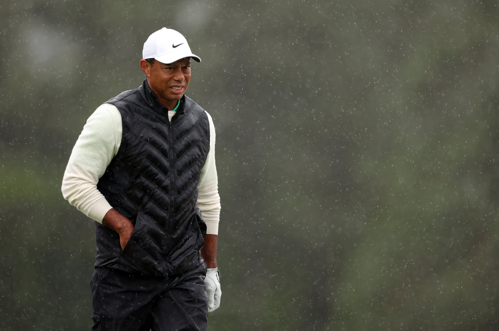United States&#039; Tiger Woods looks on from the 18th green during the continuation of the weather-delayed second round of the 2023 Masters Tournament at Augusta National Golf Club, Augusta, Georgia, U.S., April 8, 2023. (Getty Images Photo)