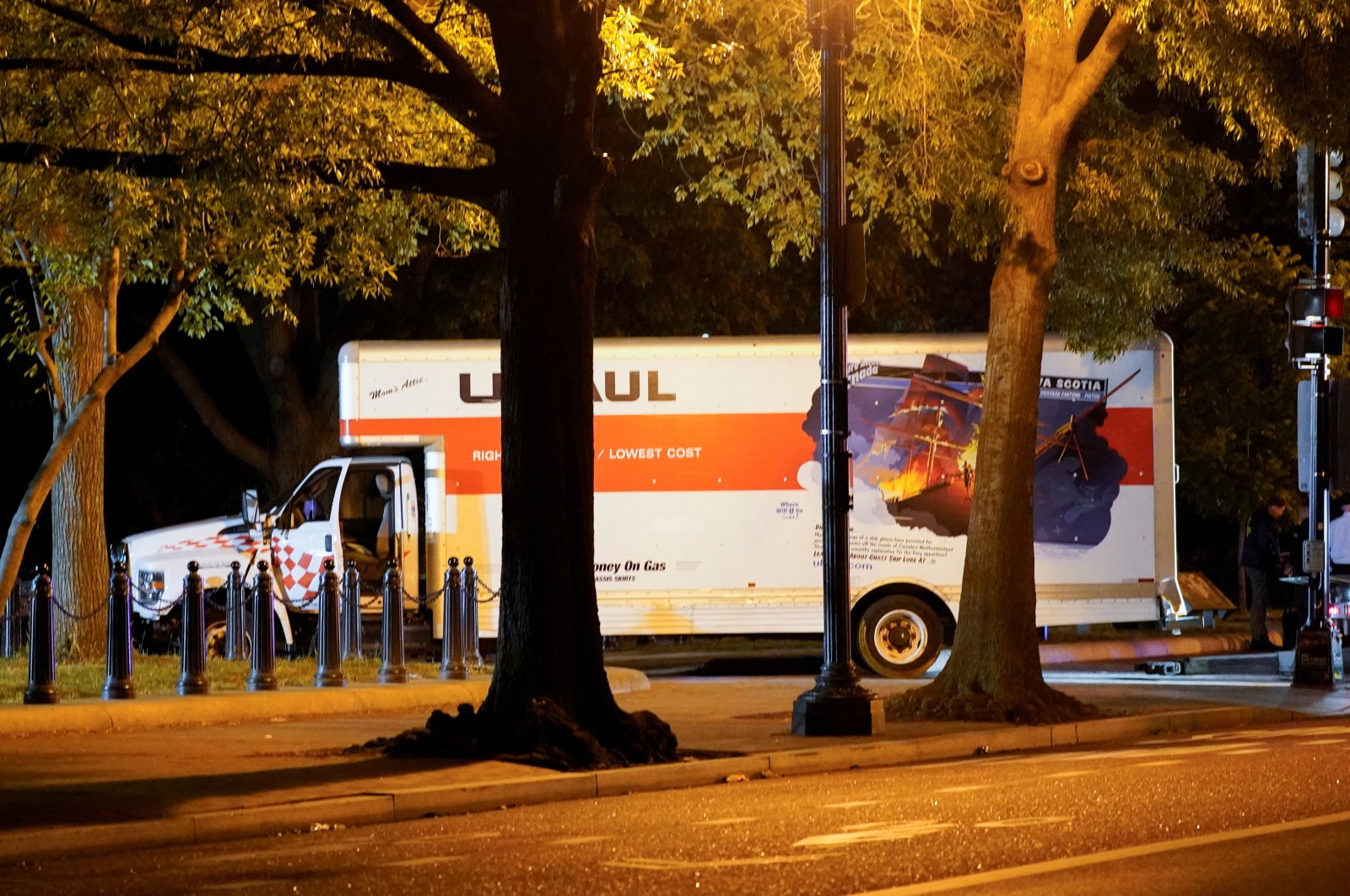 A view of a rented box truck that crashed into security barriers at Lafayette Park across from the White House, as the U.S. Secret Service and other law enforcement agencies investigate the incident, Washington, U.S. May 23, 2023. (Reuters Photo)