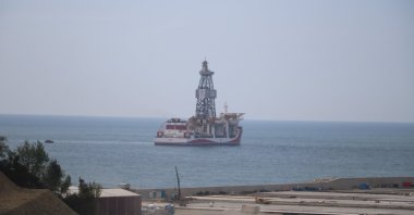Türkiye&#039;s Kanuni drillship is seen in the Black Sea off the Port of Filyos in northern Zonguldak province, Türkiye, May 4, 2021. (IHA Photo)