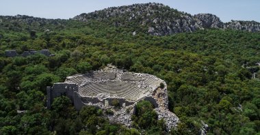 Termessos ancient city, known as the only city whose walls Alexander the Great couldn't overcome during his eastern campaign, captures attention with its necropolis areas, sarcophagi, structures, theater, wildlife, and endemic plants, Antalya, Türkiye, May 16, 2023. (AA Photo)