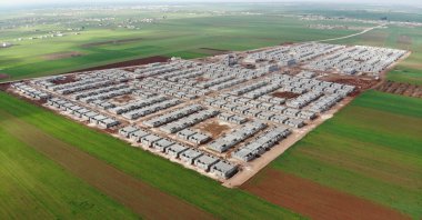Aerial footage shows briquette homes built in northern Syria, May 25, 2023. (AA Photo)