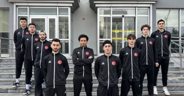 Turkish taekwondo team poses for a photo ahead of their trip to Azerbaijan, Istanbul, Türkiye, May 24, 2023. (AA Photo)