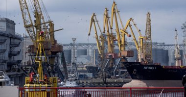 A general view of a grain terminal, where Ukraine ships wheat according to the grain agreement they currently have with Russia, at the port in Odessa, Ukraine, April 10, 2023. (Reuters File photo)
