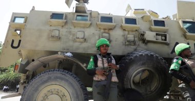 African Union peacekeepers provide security during the Somali presidential elections, in Mogadishu, Somalia. May 15, 2022. (Reuters File Photo)